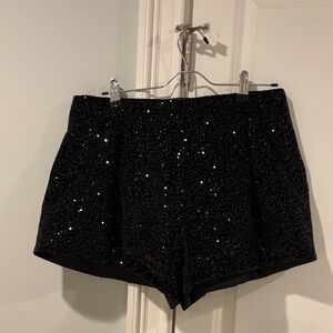 Black Sequin Women's Shorts